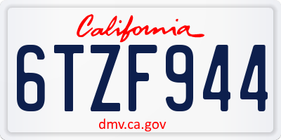 CA license plate 6TZF944