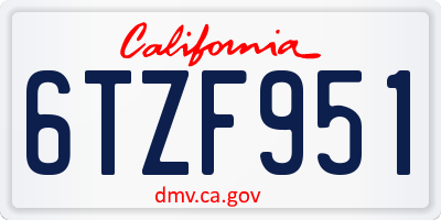 CA license plate 6TZF951