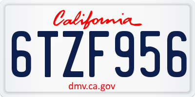 CA license plate 6TZF956