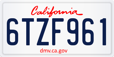CA license plate 6TZF961