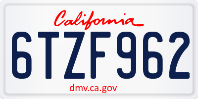 CA license plate 6TZF962