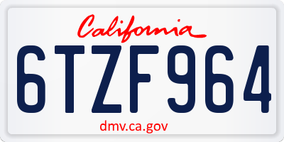 CA license plate 6TZF964