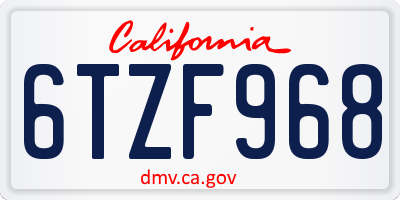 CA license plate 6TZF968