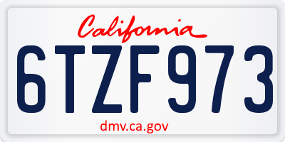 CA license plate 6TZF973