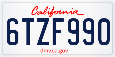 CA license plate 6TZF990