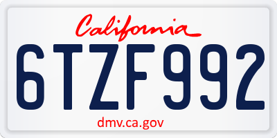 CA license plate 6TZF992