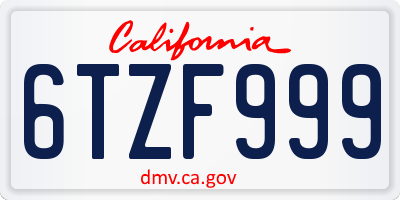 CA license plate 6TZF999