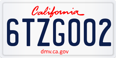 CA license plate 6TZG002