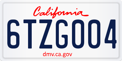 CA license plate 6TZG004