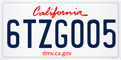 CA license plate 6TZG005