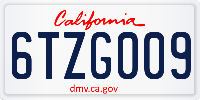 CA license plate 6TZG009