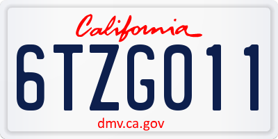 CA license plate 6TZG011