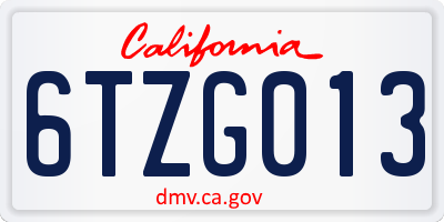 CA license plate 6TZG013