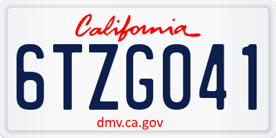 CA license plate 6TZG041