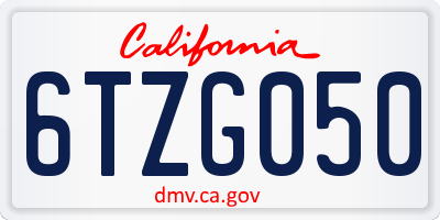 CA license plate 6TZG050