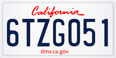 CA license plate 6TZG051