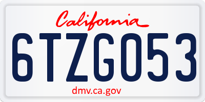 CA license plate 6TZG053