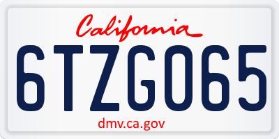 CA license plate 6TZG065