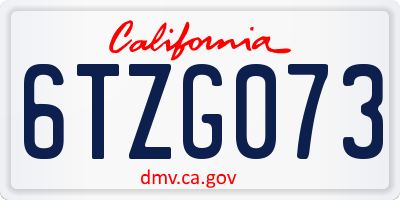 CA license plate 6TZG073