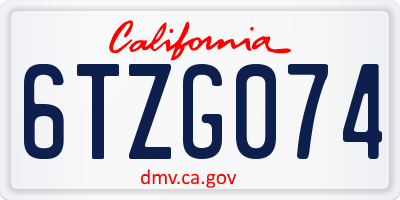 CA license plate 6TZG074
