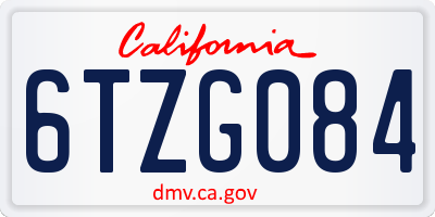 CA license plate 6TZG084
