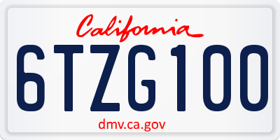 CA license plate 6TZG100