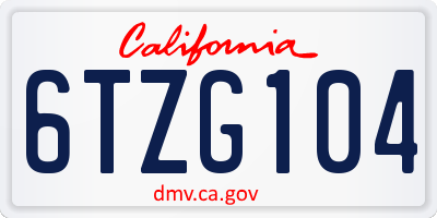 CA license plate 6TZG104