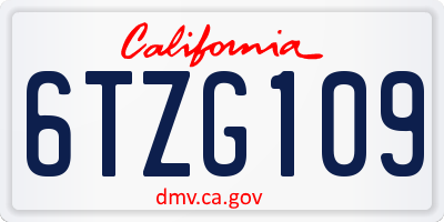 CA license plate 6TZG109