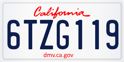 CA license plate 6TZG119
