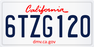 CA license plate 6TZG120
