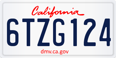 CA license plate 6TZG124