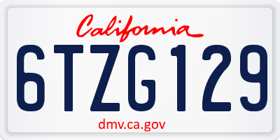 CA license plate 6TZG129