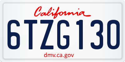 CA license plate 6TZG130