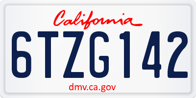 CA license plate 6TZG142