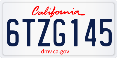 CA license plate 6TZG145