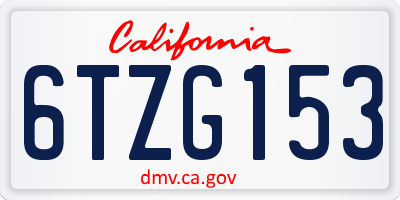 CA license plate 6TZG153