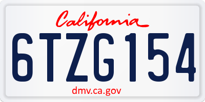 CA license plate 6TZG154