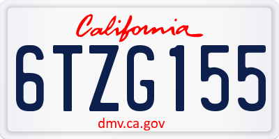 CA license plate 6TZG155