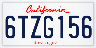CA license plate 6TZG156
