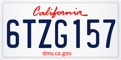CA license plate 6TZG157