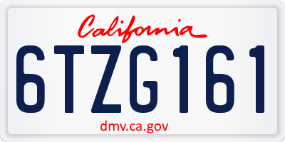 CA license plate 6TZG161