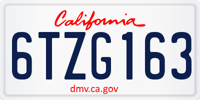 CA license plate 6TZG163