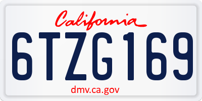 CA license plate 6TZG169