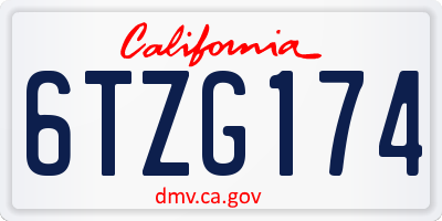 CA license plate 6TZG174