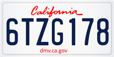 CA license plate 6TZG178