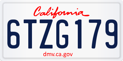 CA license plate 6TZG179