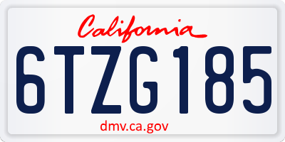 CA license plate 6TZG185