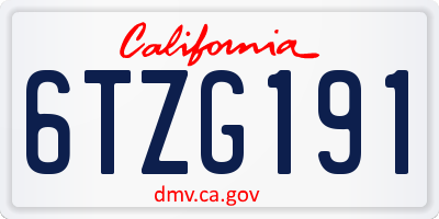 CA license plate 6TZG191