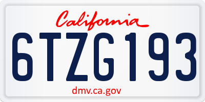 CA license plate 6TZG193