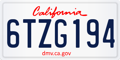 CA license plate 6TZG194